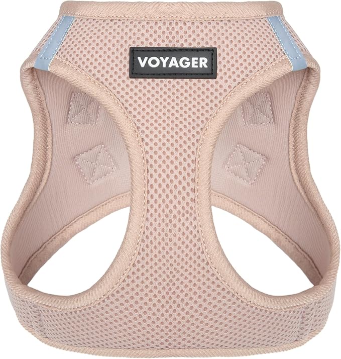 Best Pet Supplies Voyager Step-in Air Harness - All Weather Mesh, Reflective, No Pull Harness for Dogs, Cats - Secure with Hook & Loop Fastener, Buckle, Double D-Rings - Khaki, S