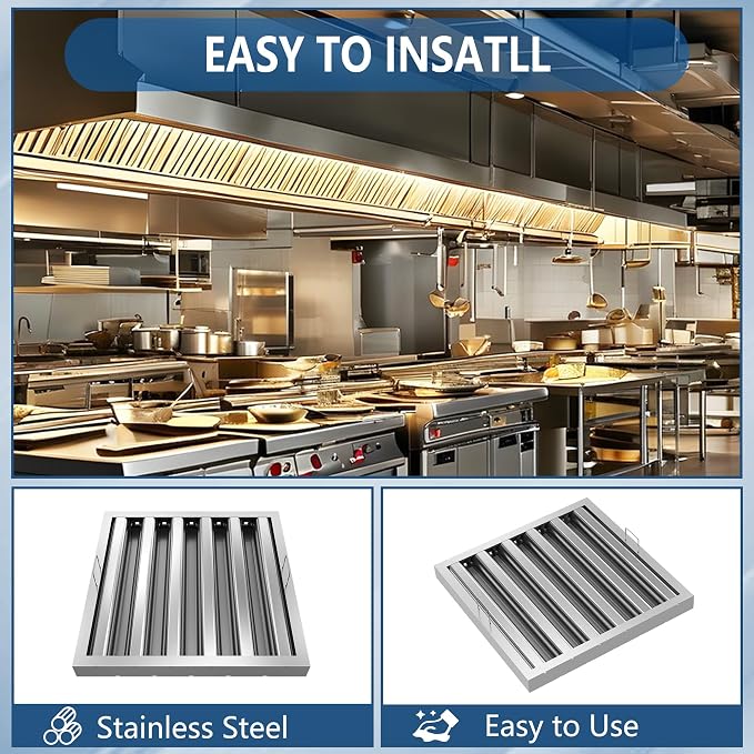 Stainless Steel Commercial Kitchen Hood Filter 19.5W x 19.5H Inch Range Hood
