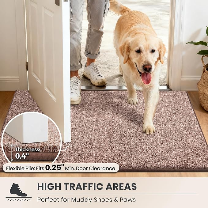 PURRUGS Dirt Trapping Door Mat 24" x 59", Non-Slip Machine Washable Entryway Rug