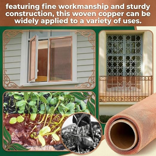 Therwen 18 Inch x 20 ft Copper Mesh Screen 99.9% Pure Copper 40 Mesh Roll Wire