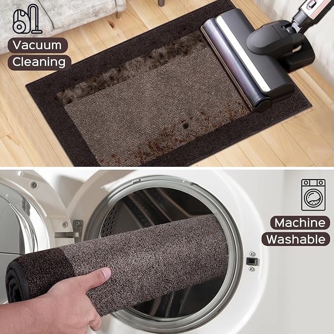 Machine Washable Kitchen Rugs Set of 2, Non Slip Kitchen Mats