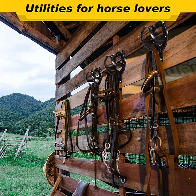 Silkfly 36 Counts Horse Bridle Rack Bridle Hooks Metal Bridle Bracket Horse Tack Storage Halter Hanger Bridle Holder with Tubes and Screw Horse Barn Supplies, Black