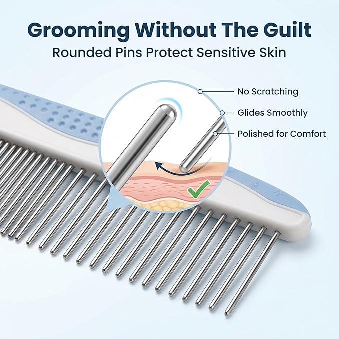 Metal Dog Grooming Comb | Removes Tangles & Matts | Dematting Pet Combs | Detangler for Matted Hair | Best Comb for Poodles, Goldendoodles, Doodles & Long Haired Dogs (Small) [We Love Doodles]