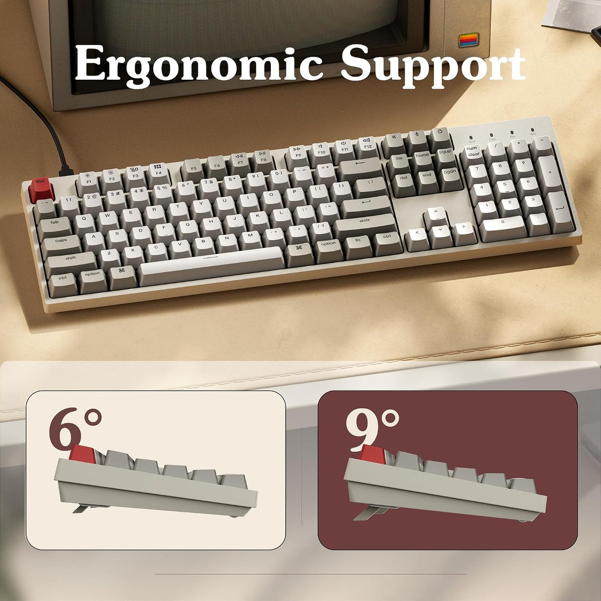 Keychron C2 Full Size Wired Mechanical Keyboard, Brown Switch, Retro