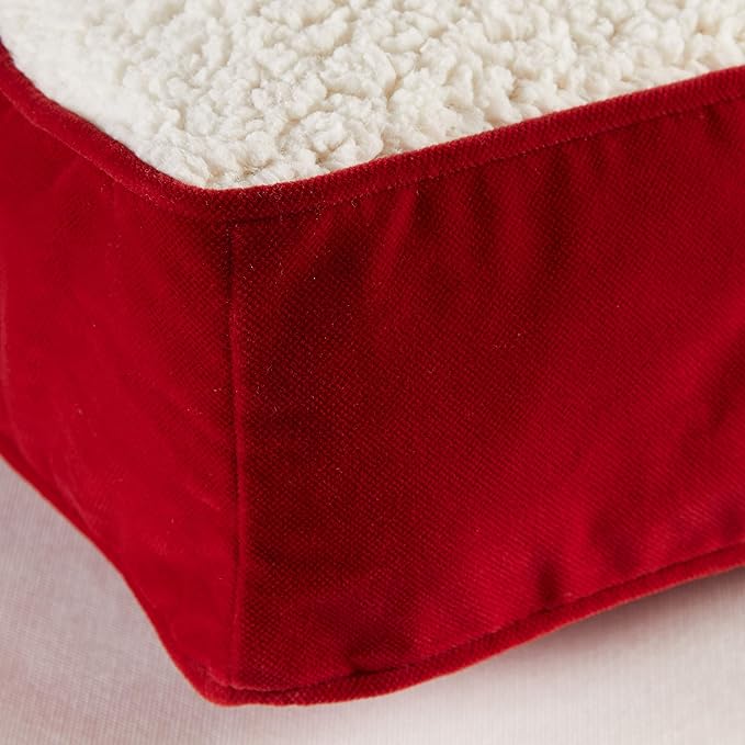 South Pine Porch Buddy Reversible Rectangle Pillow Style Microfiber and Sherpa Dog Bed with Removable, Machine-Washable Cover, Crimson Sherpa, Small (36 in. x 24 in.)