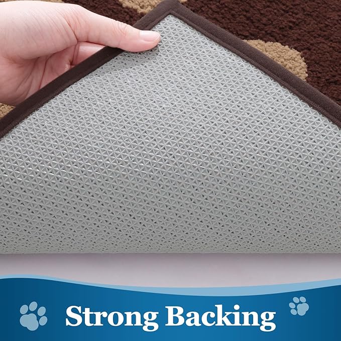 Buganda Dog Door Mat for Muddy Paws, Absorbent Dirt Trapper Washable Indoor Doormats, Non Slip Low-Profile Mud Mat for Dogs, Front Entrance Doormat for Inside Floor (40x32 Inches, Brown)