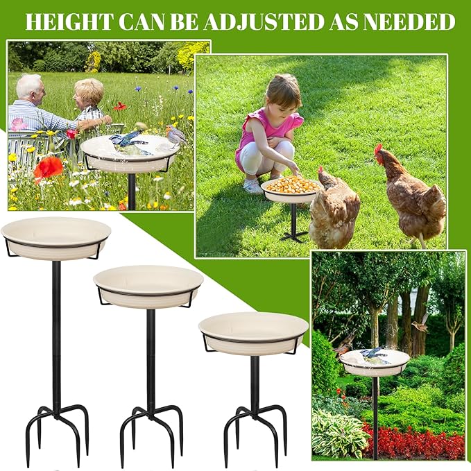 Bird Baths for Outdoors Heavy Duty, 35.5in Detachable Birdbaths for The Garden Clearance, Bird Bath Bowl Spa & Birdfeeder with Metal Stake Stand for Outdoors Garden, 4 Spiky Feet (C)