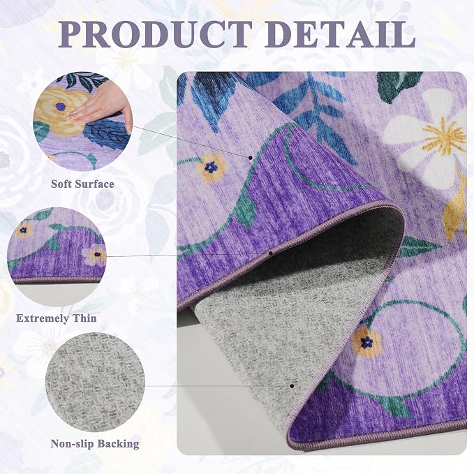 DUKINO 3x5 Area Rug, Floral Rugs