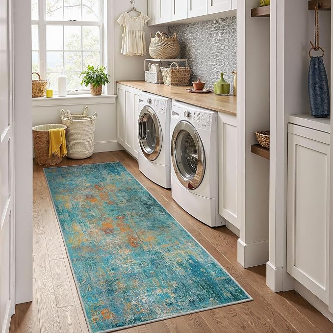 RELEANY Washable Area Rugs 2'x6' Non-Slip Modern Abstract Soft