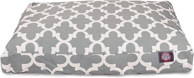 Gray Trellis Medium Rectangle Indoor Outdoor Pet Dog Bed With Removable Washable Cover By Majestic Pet Products