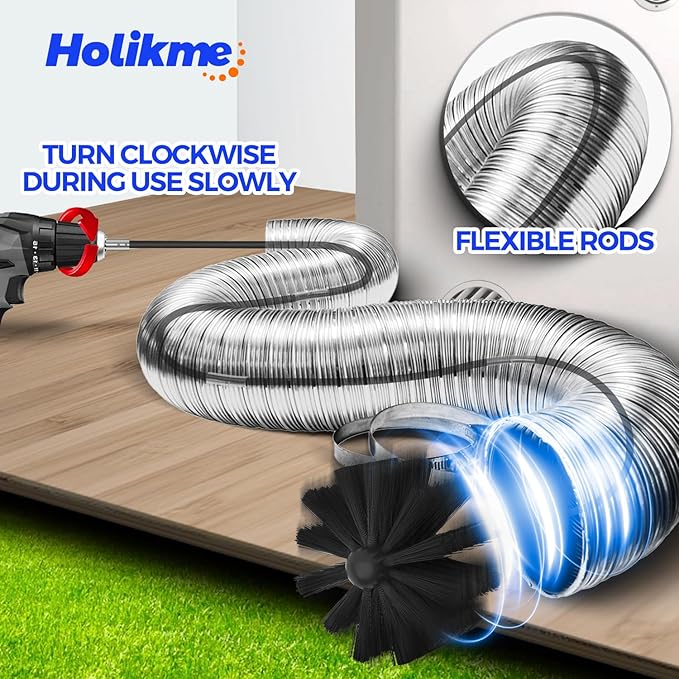 Holikme 40 Feet Dryer Vent Cleaner Kit, Flexible Lint Brush
