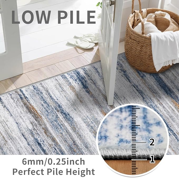 2x12 Washable Runner Rugs for Hallway: Long Abstract Runners for Entryway