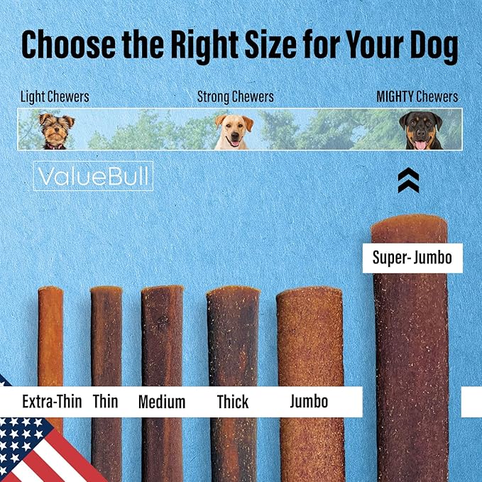ValueBull USA Collagen Sticks for Dogs, 6 Inch Super Jumbo Chews, Natural Long-Lasting Dog Treats, 200 Count Wholesale Pack - Promotes Joint, Skin & Coat Health with Glucosamine and Chondroitin