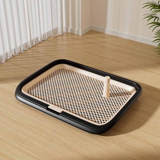 Dog Potty Tray, 23.6"x17.68" Indoor Pet Pee Pad Holder,Puppy Training Holder,Bathroom Dog Litter Box, Pet Toilet for Small and Medium Dogs,Housebreaking Supplies, Pet Products(Black)