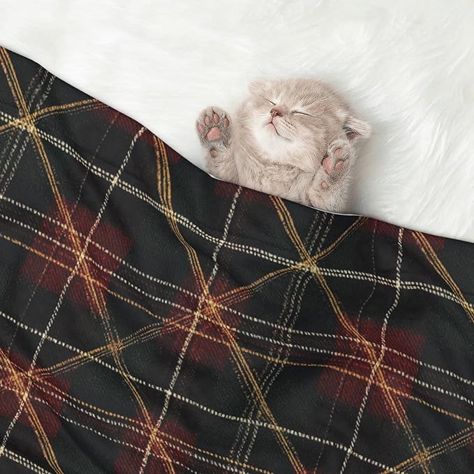 Waterproof Dog Blanket Soft Pet Blanket for Puppy Cat, Fleece Cat Throw Blankets for Furniture Bed Couch Sofa Reversible - Tartan Plaid 7