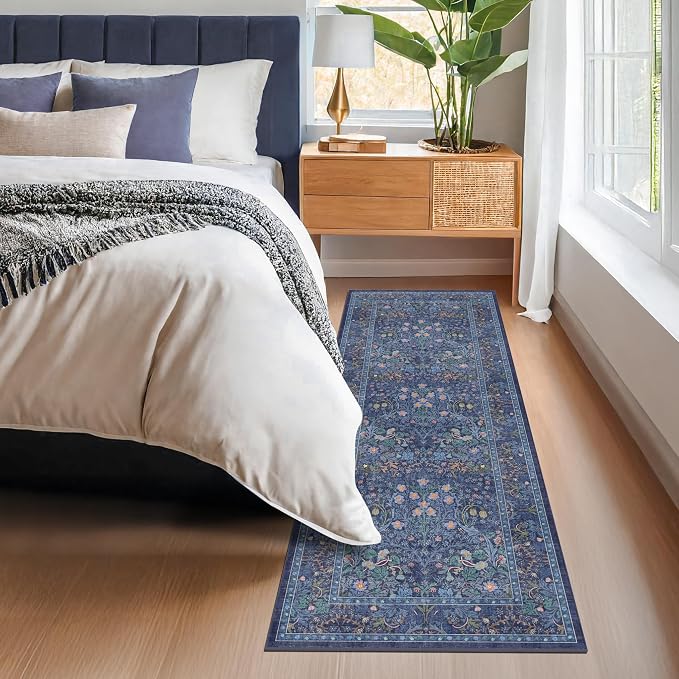Non Slip Dark Blue 2x5 Runner Rug