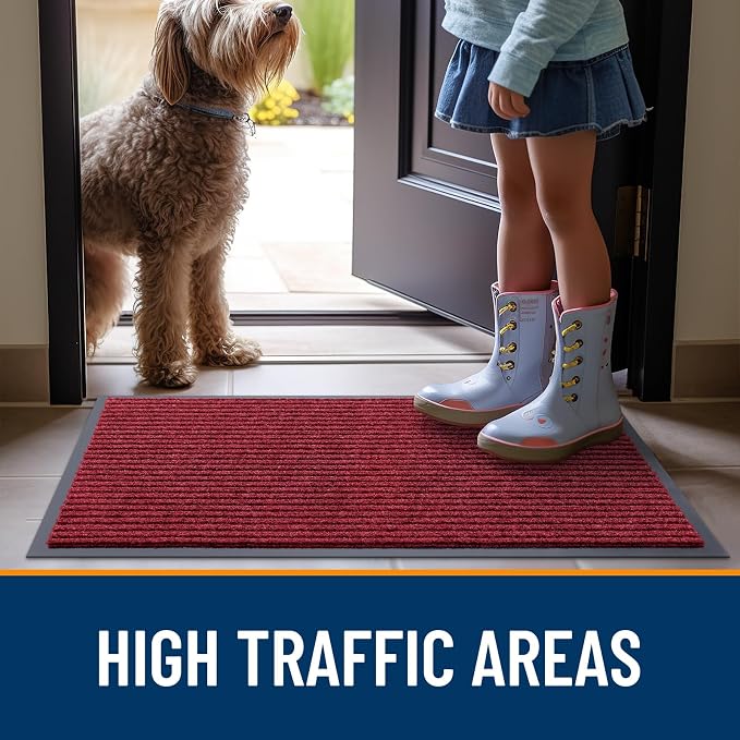 OLANLY Front Door Mat Indoor Outdoor Entrance, Waterproof Heavy Duty Doormat