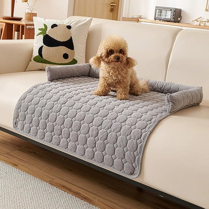 Luxurious Calming Dogs/Cats Bed Mats, Dog Couch Covers Protector, Dog Bed Fluffy Plush Mat for Furniture Protector with Removable Washable Cover for Large Medium Small Dogs and Cats (Light Gray)
