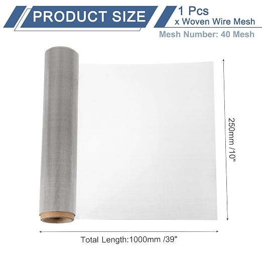 uxcell 40 Mesh 39" x 10" Woven Wire Mesh, 316 Stainless Steel Air Vent Filter