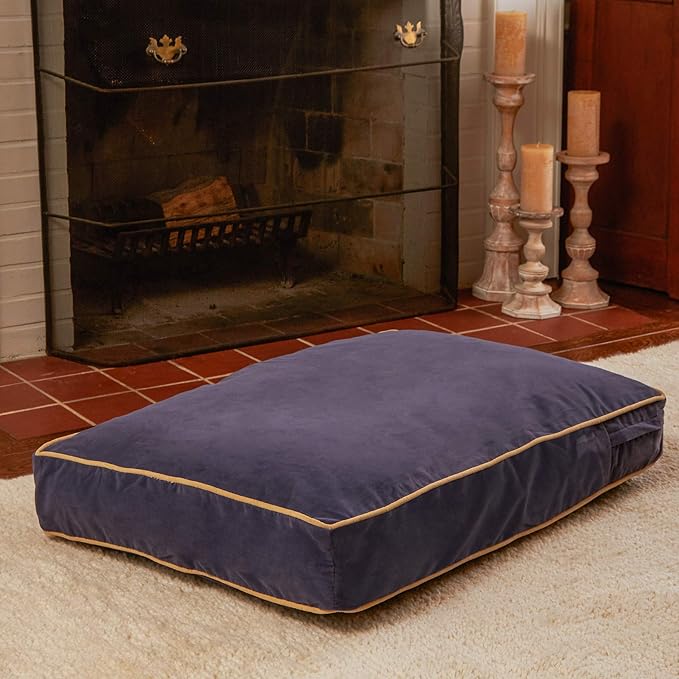 South Pine Porch Buddy Reversible Rectangle Pillow Style Microfiber Dog Bed with Removable, Machine-Washable Cover, Denim, Small (36 in. x 24 in.)