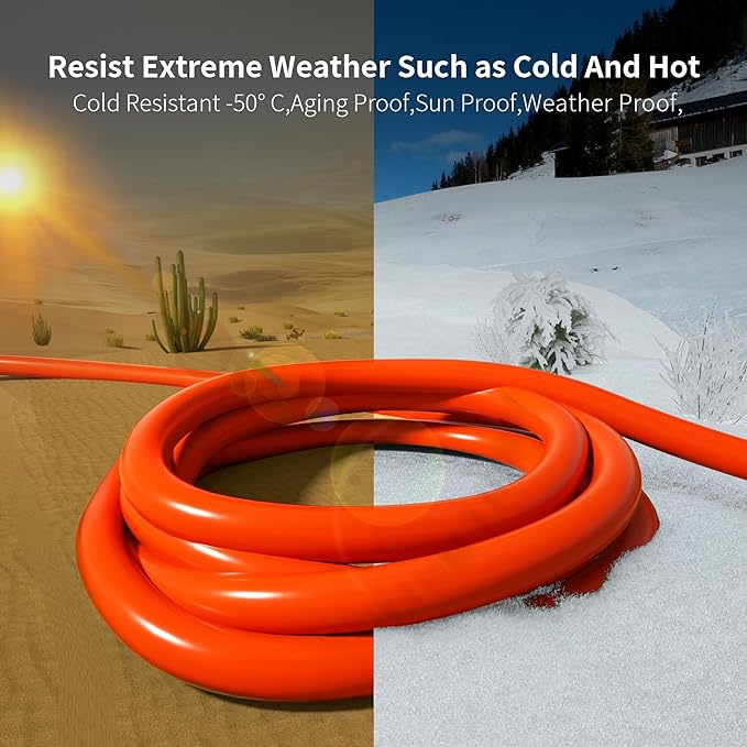 HUANCHAIN 16/3 100 ft Outdoor Extension Cord Waterproof with Lighted End, Flexible Cold-Resistant 3 Prong Electric Cord Outside, 10A 1250W 125V 16AWG SJTW, Orange, ETL Listed