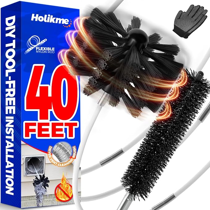 Holikme 40 Feet Dryer Vent Cleaner Kit, Flexible Lint Brush