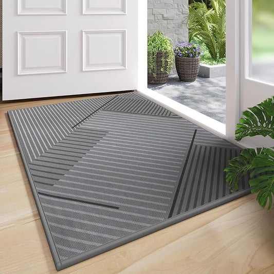 Front Door Mat 24''x35'', Non Slip Absorbent Dirt Resist Washable Low-Profile