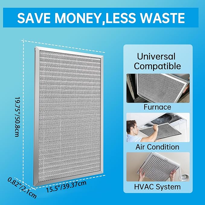UBeesize 16x20x1 Reusable Electrostatic Air Filter HVAC AC Furnace Filter