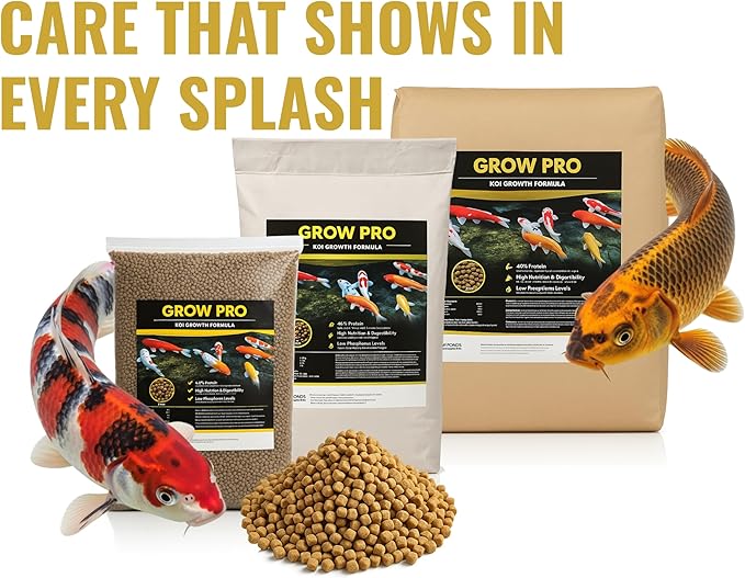 HALF OFF PONDS Grow Pro Koi Fish Food - 10 lb Floating Pellets, 3mm Size - Goldfish Food for Ponds - 40% Protein with Fish Meal & Probiotics - Designed for Rapid Growth & High Digestibility