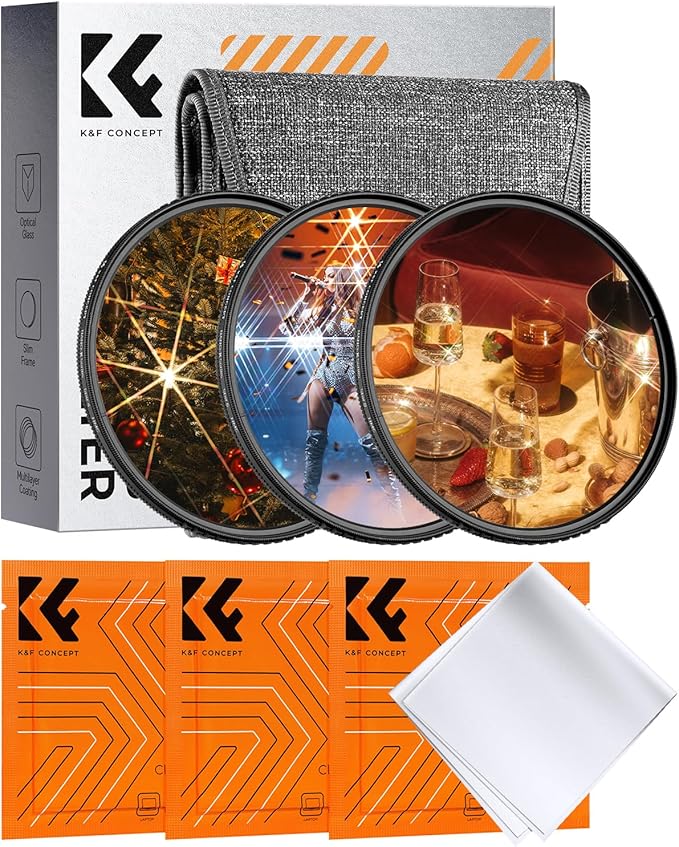 K&F CONCEPT 72mm Star Filters Kit 4 Points 6 Points 8 Points Cross Screen