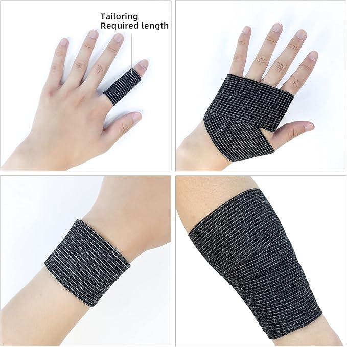 [24Pack 2" x5 Yards] Carbou-Self Adhesive Bandages Sports Wrap, Athletic Elastic Cohesive Bandage for Sports, Injuries, Treatments, and Recovery, First Aid Tape Vet Wrap for Cat, Dog Black