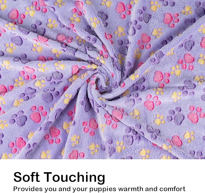 Dono 1 Pack 2 Dog Blankets, Soft Fluffy Fleece Pet Blanket Warm Sleep Mat Paw Print Design Puppy Kitten Throw Blankets Doggy Blanket for Dogs