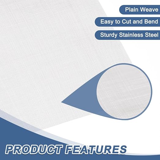 uxcell 300 Mesh 79" x 10" Woven Wire Mesh, 316 Stainless Steel Air Vent Filter