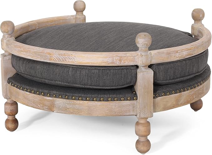 Christopher Knight Home Rines Upholstered Medium Pet Bed - Charcoal/Antique Natural