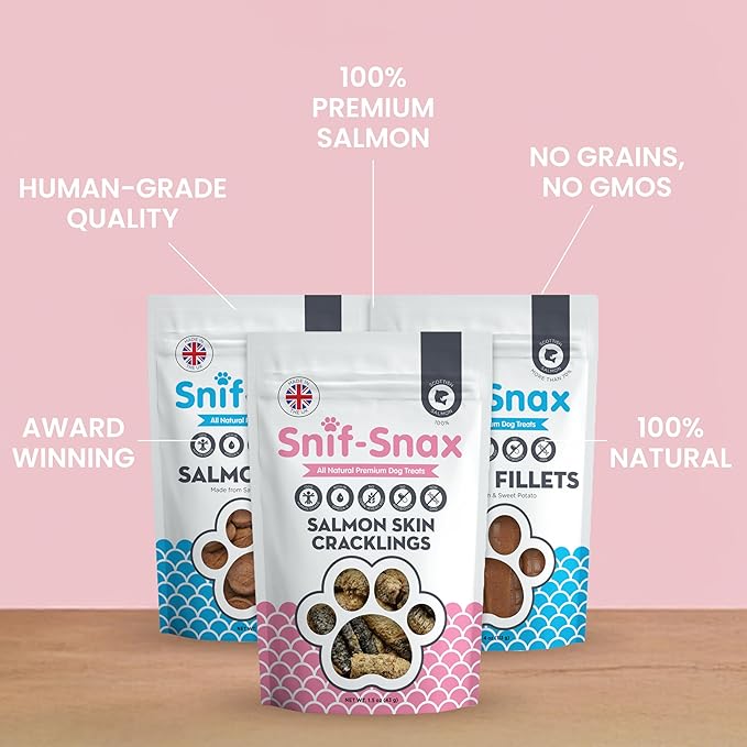 Snif-Snax Salmon Variety Pack Dog Treats (3 Pack) – All Natural, Human Grade, Grain Free Training Treats for Dogs & Puppies – High Protein, Healthy Reward Snacks with Omega-3s