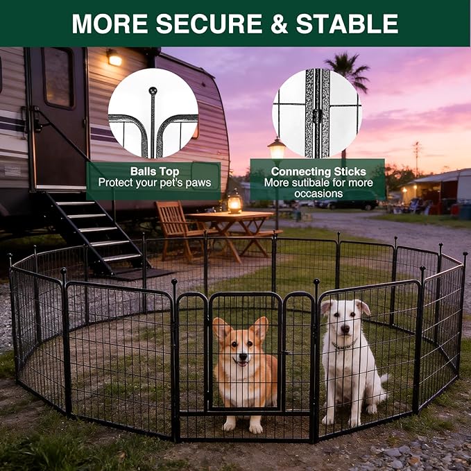 Dog Playpen Outdoor, 16 Panels 32" H Dog Pen Indoor, Metal Dog Fence Outdoor, Pet Fence for Large/Medium/Small Dogs, Indoor Puppy Playpen, Foldable Heavy Duty Exercise Pen for RV,Camping,Yard