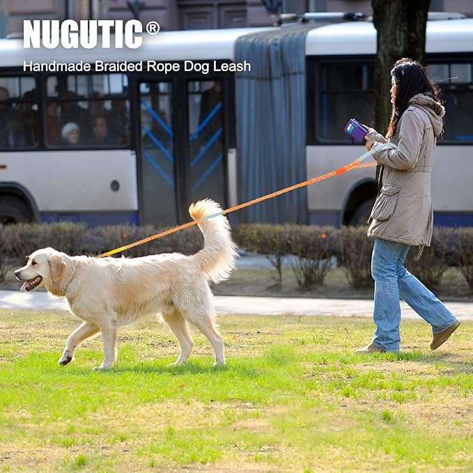 Dog Leash 6 FT Handmade Braided Cotton Rope Leashes for Small Medium and Large Dogs, New Golden Heavy Duty Metal Clasp, Unicorn Purple