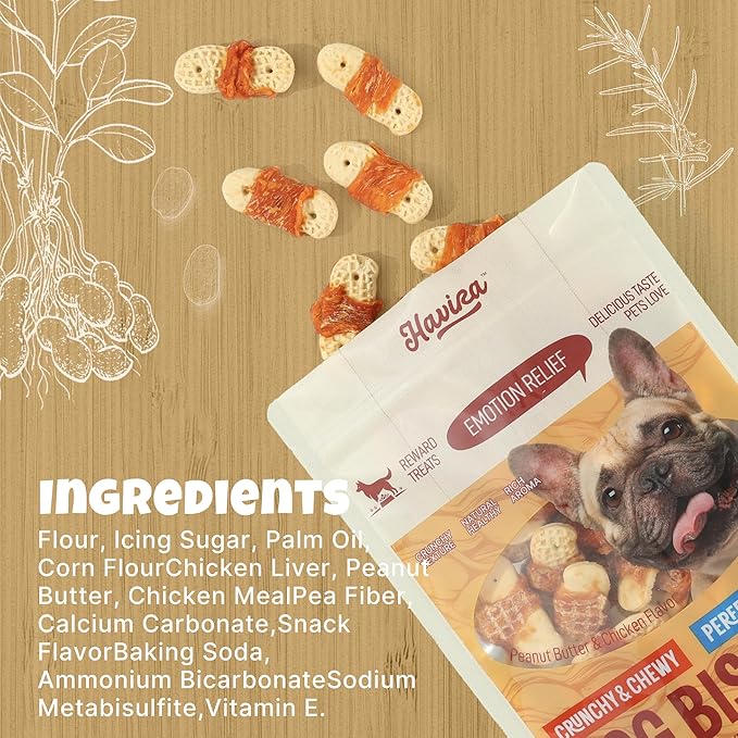 Havira Chicken Wrapped Biscuits Dog Treats, 16oz Crunchy Training Treats for Dogs, Rawhide Free Snacks for Small & Medium Breeds, Peanut Butter Flavor