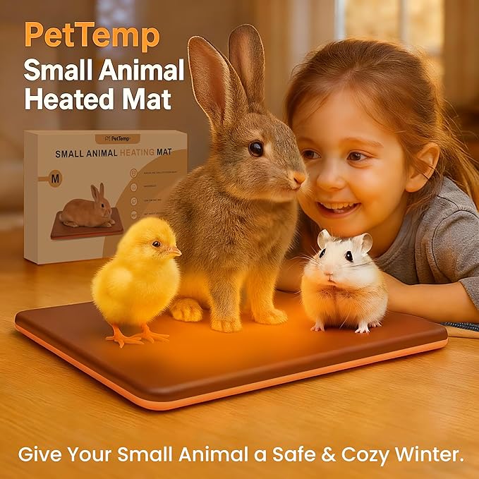 Small Animal Heating Pad, Small Animal Bed, Outdoor/Indoor Winter Thermal Heating Pad for Rabbits, Guinea Pigs & Chickens, Waterproof & Chew-Resistant, 20W, Energy-Efficient, 11.8 x 8.2 in