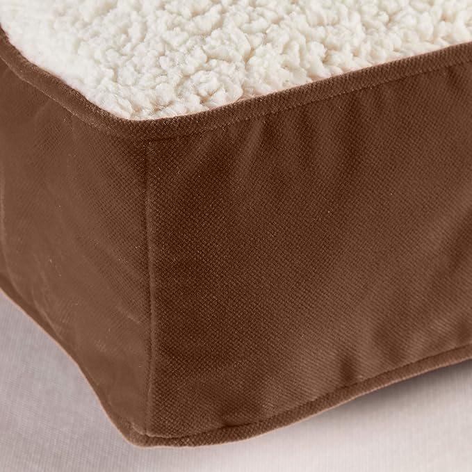 South Pine Porch Buddy Reversible Rectangle Pillow Style Microfiber and Sherpa Dog Bed with Removable, Machine-Washable Cover, Latte Sherpa, Large (48 in. x 36 in.)