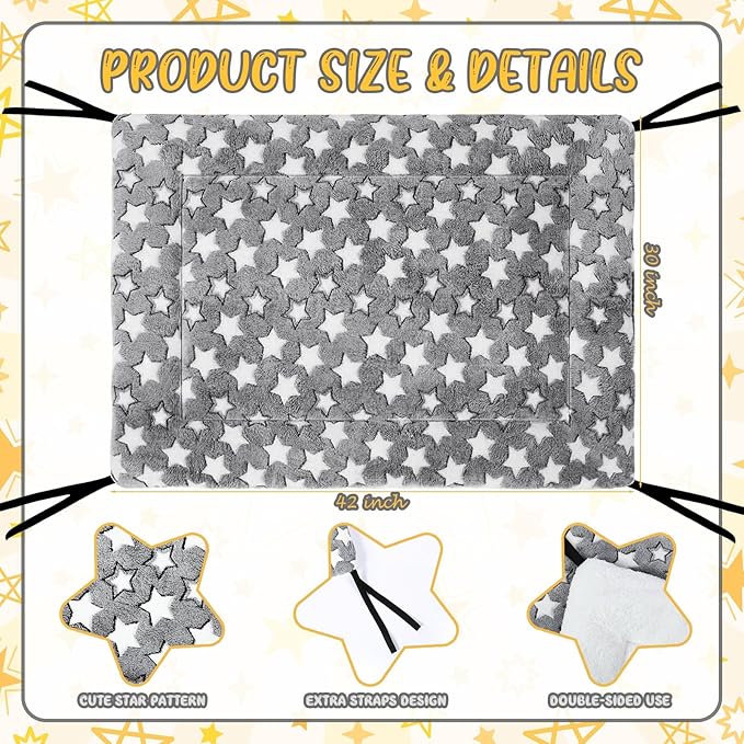 Elevated Dog Bed Cover Outdoor Dog Cot Replacement Cover for Large Crate Bed 42 x 30 Inch Warm Thermal Pet Pad Mat with Corner Straps Reversible Fleece Puppy Crate Kennel Mat