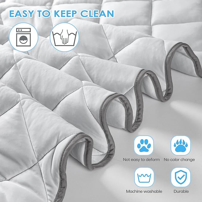 Langsprit Dog Cooling Mat, Washable Dogs Cats Pet Non-Toxic Cooling Pads Summer Sleeping Kennel Mats，Pet Self Cool Ice Blanket for Indoor & Outdoor Dog Beach Essentials Light Gray Medium