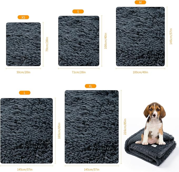 Calming Cat Blanket for Bed 85x57in Couch Sofa Cover Grey Waterproof Dog Blankets for Large Dogs Washable Long Faux Fur Pet Throw Blanket for Puppy Reversible Furniture Protector, (Gray XL)