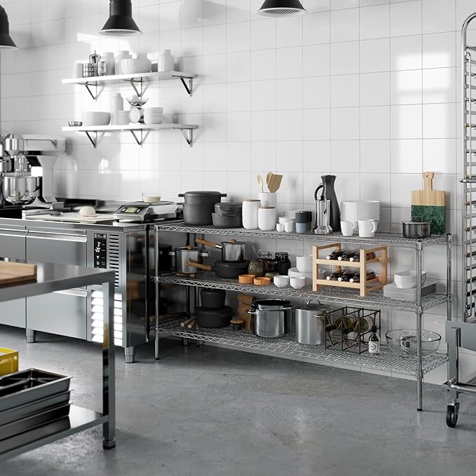 18" Deep x 72" Wide x 34" Height Wire Shelving Kit | 3-Tier | NSF Commercial Storage Rack Unit