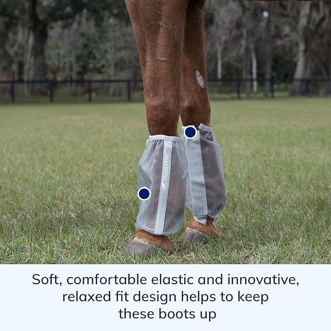 Deluxe Relaxed Fit Fly Boots for Horses | Soft Comfortable Elastic | Durable Mesh | Protects Horse's Legs from Flies and Insects | Sold as a Pair (2)