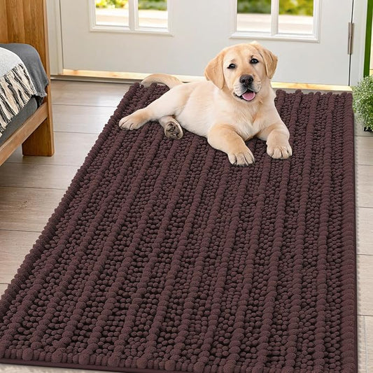 Smiry Dog Door Mat for Muddy Paws 47x32, Absorbent Dirt Trapper, Non-Slip