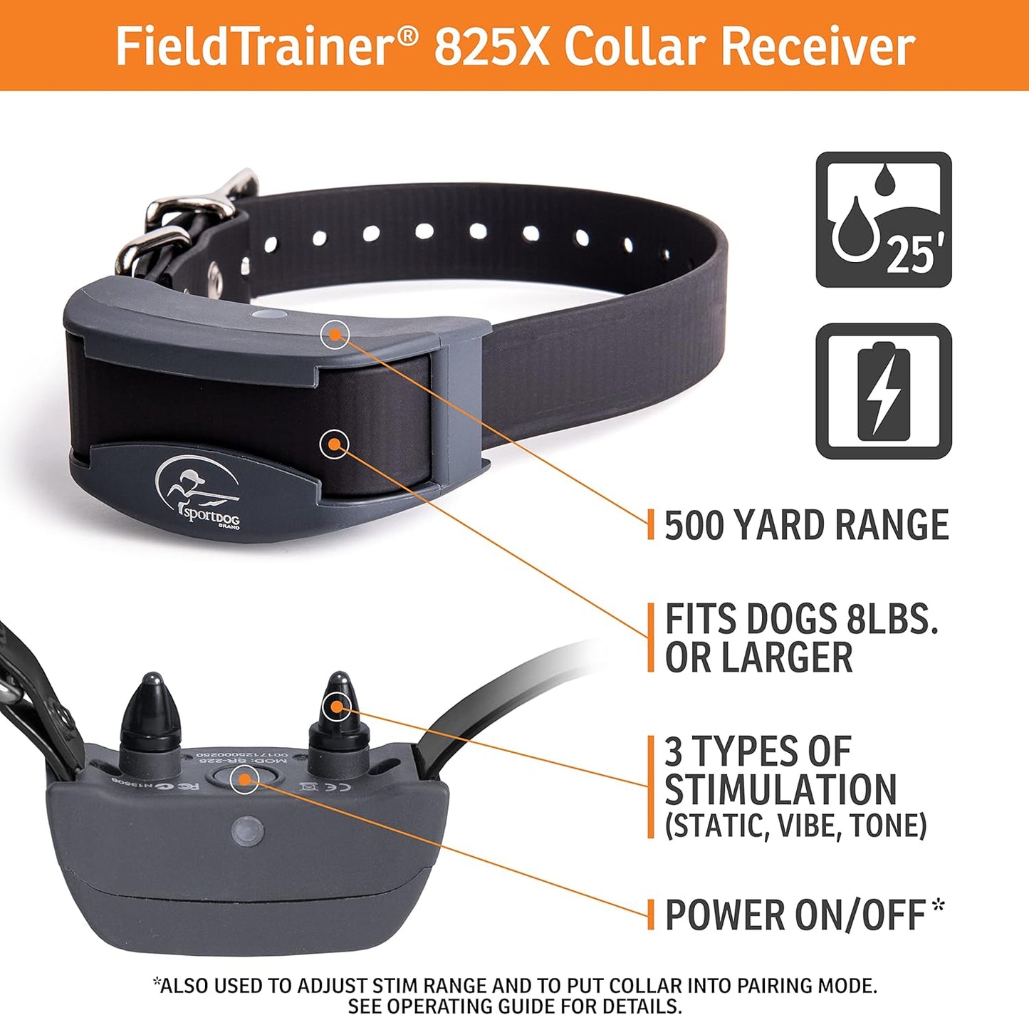 SportDOG Brand SportHunter 825X Remote Trainer - Static Collar - 1/2 Mile Range - Rechargeable Dog Training Collar with Static, Vibrate, and Tone - SD-825X