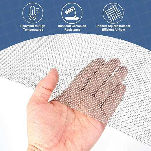 uxcell 12 Mesh 39" x 10" Woven Wire Mesh, 316 Stainless Steel Air Vent Filter