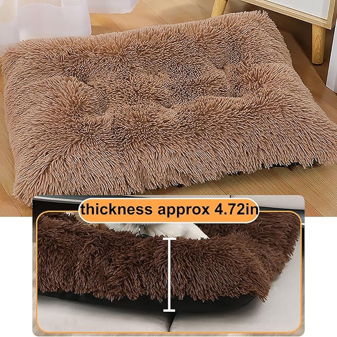 Dog Crate Mat, Dog Bed for Large Dogs, Comfy Fluffy Kennel Pad Anti-Slip for Dog beds & Furniture, Quilted Dog Bed for Pets for Medium/Small Dogs Cats (Color : Khaki, Size : 25x18)