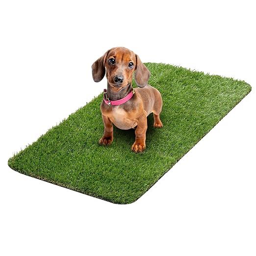 Ottomanson Artificial Grass Puppy Potty Training Pad, 15" x 30" Reusable Pee Pad for Small Pets and Dogs